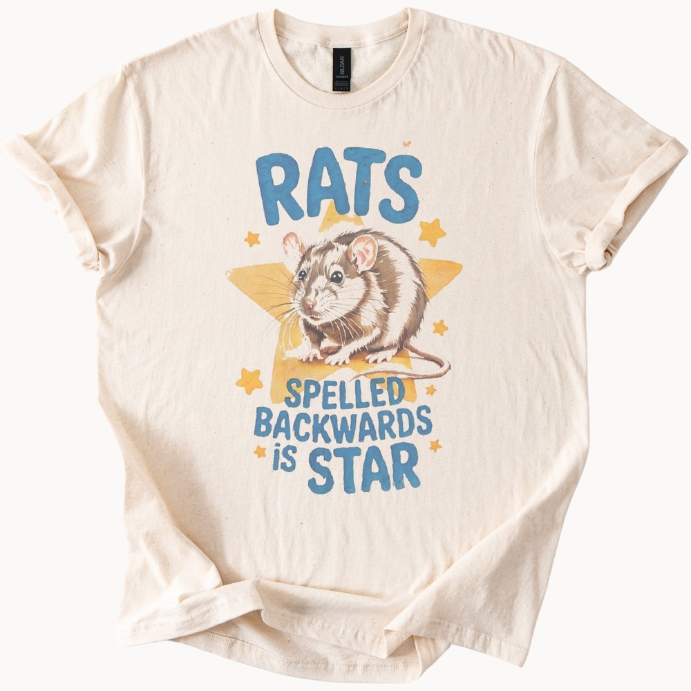 Rats Spelled Backwards is Star Graphic Tee Funny Animal Design